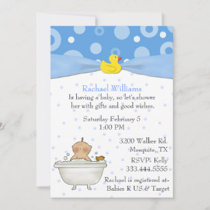Bubble Bath Baby Boy Shower Invitation