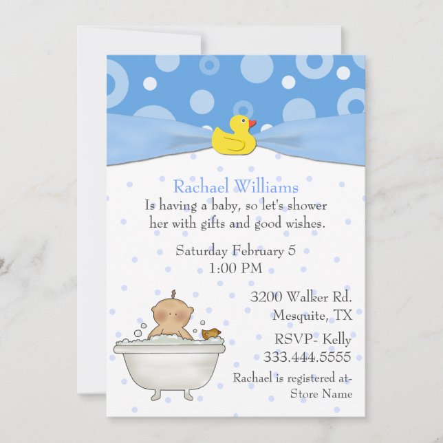 Bubble Bath Baby Boy Shower Invitation (Front)