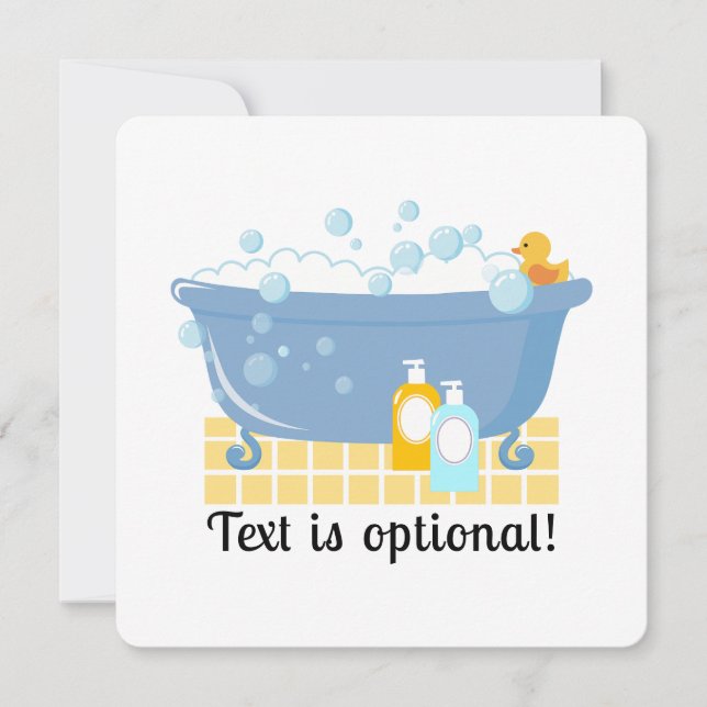 Bubble Bath Bath Tub Invitation (Front)