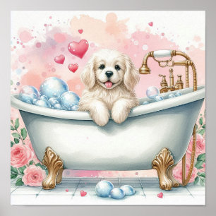 Bubble Bath Dog Poster