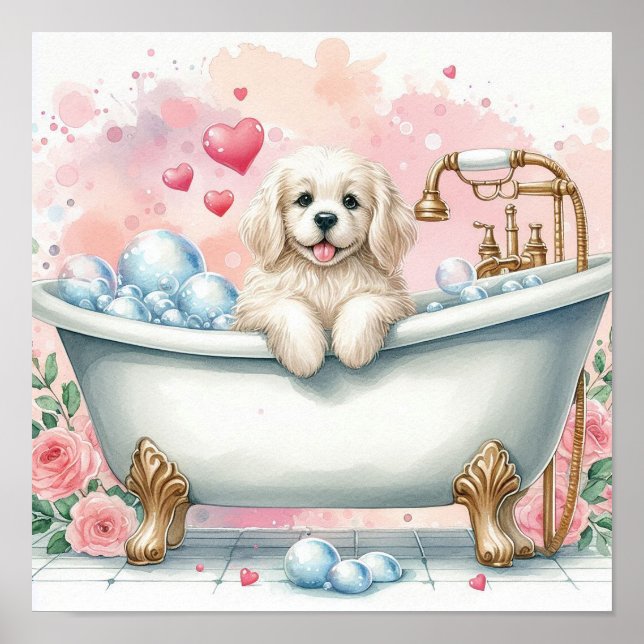 Bubble Bath Dog Poster (Front)