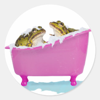 Bubble bath for pet frogs classic round sticker