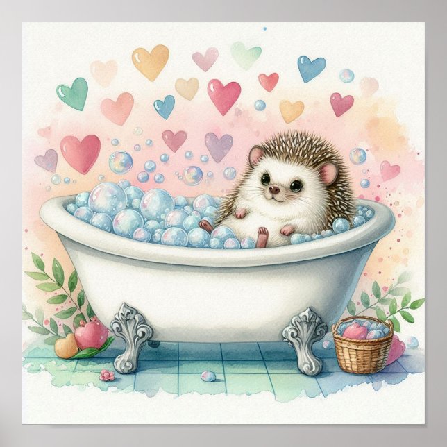Bubble Bath Hedgehog Poster (Front)