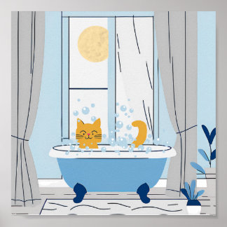 Bubble Bathtime for Kitty  Poster