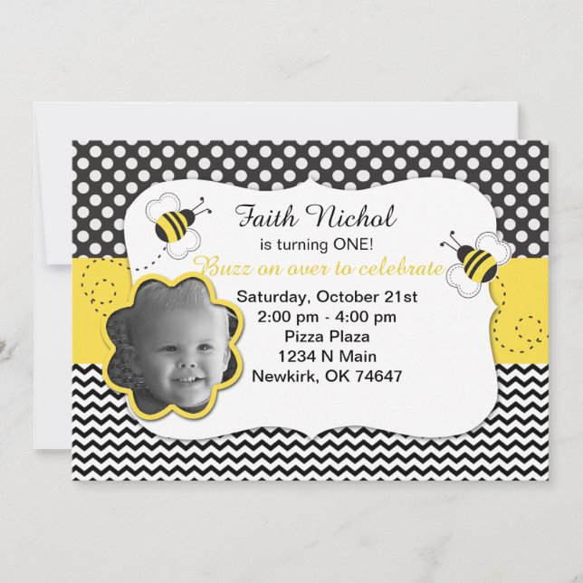 Bubble Bee Birthday Party Invitation (Front)