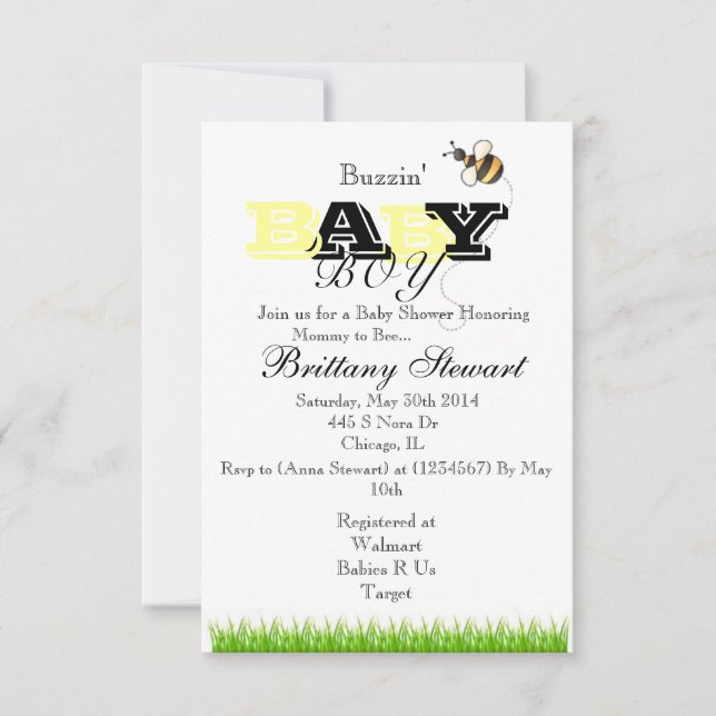 Bubble Bee Invitation (Front)
