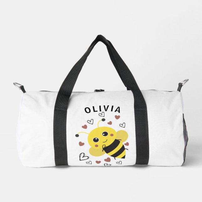 Bubble Bee with Hearts Small Style Gym Duffle Bag (Front)