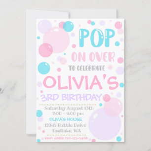 Bubble Birthday Invitation, Pop On Over Invitation