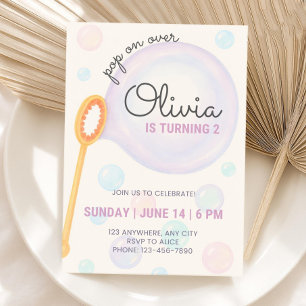 Bubble Birthday Invitation, Second Birthday Invite