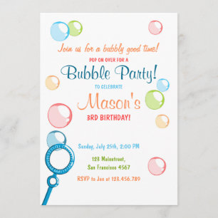 Bubble Birthday Party Invitation POP Birthday Boy
