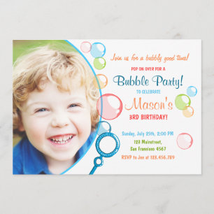 Bubble Birthday Party Invitation POP Birthday Boy