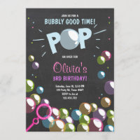 Bubble Birthday Party Invitation POP Birthday Girl