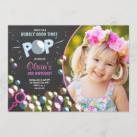 Bubble Birthday Party Invitation POP Birthday Girl