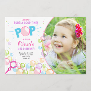 Bubble Birthday Party Invitation POP Birthday Girl