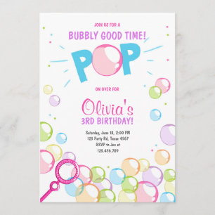 Bubble Birthday Party Invitation POP Birthday Girl