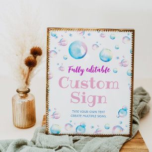 Bubble Birthday Party Table Sign Pop On Over