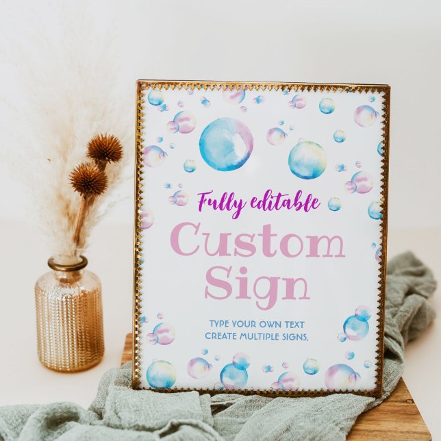 Bubble Birthday Party Table Sign Pop On Over (Creator Uploaded)