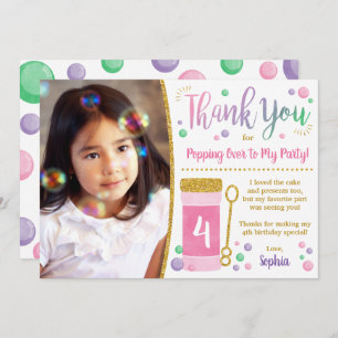 Bubble Birthday Thank You Card   Pink and Gold