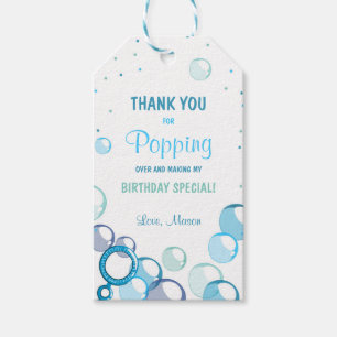 Bubble birthday thank you favour gift tag Boy Blue