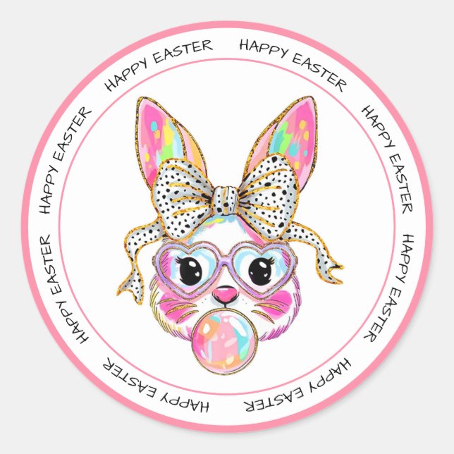 Bubble-Blowing Bunny Bliss Classic Round Sticker (Front)