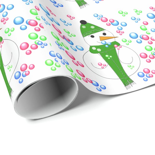 Bubble Blowing Snowman Wrapping Paper (Roll Corner)