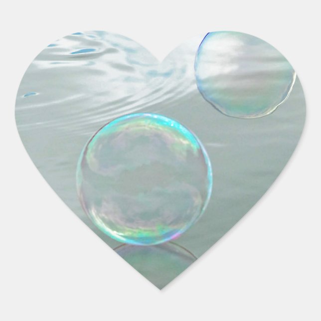 Bubble, Blue Heart Sticker (Front)