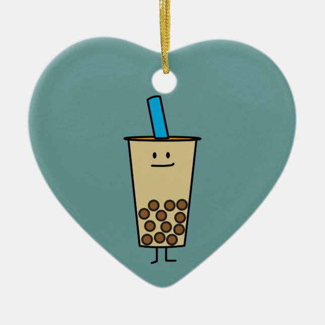 Bubble Boba Pearl Milk Tea Tapioca balls Ceramic Tree Decoration (Front)