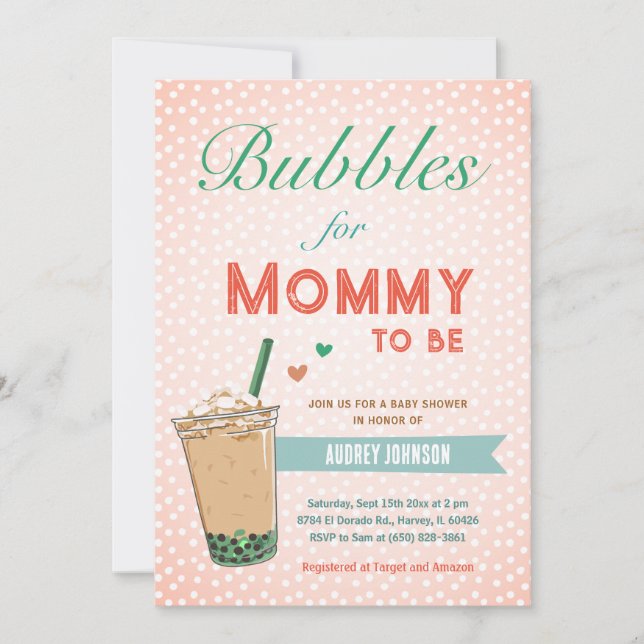 Bubble Boba Tea Baby Shower Kpop Cute Trendy Chic Invitation (Front)