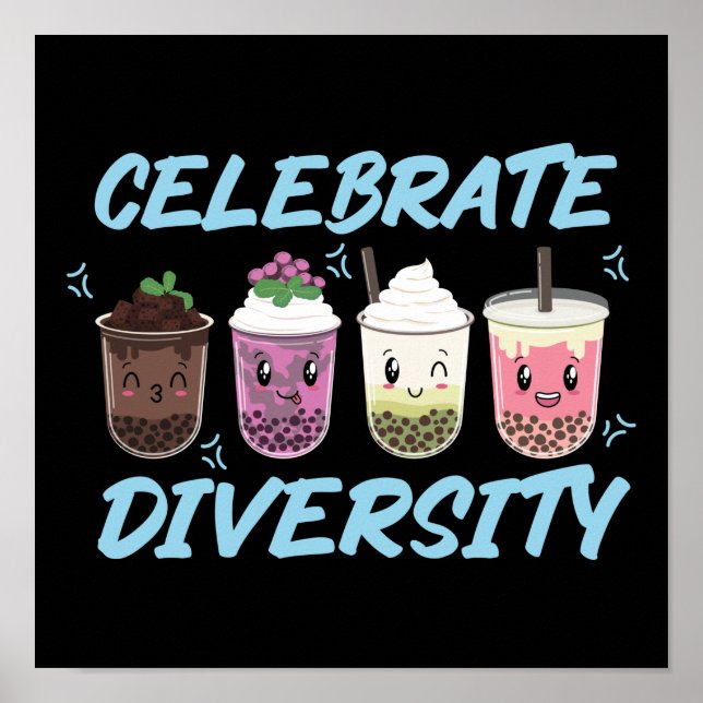 Bubble Boba Tea Celebrate Diversity LGBT Pride Poster (Front)