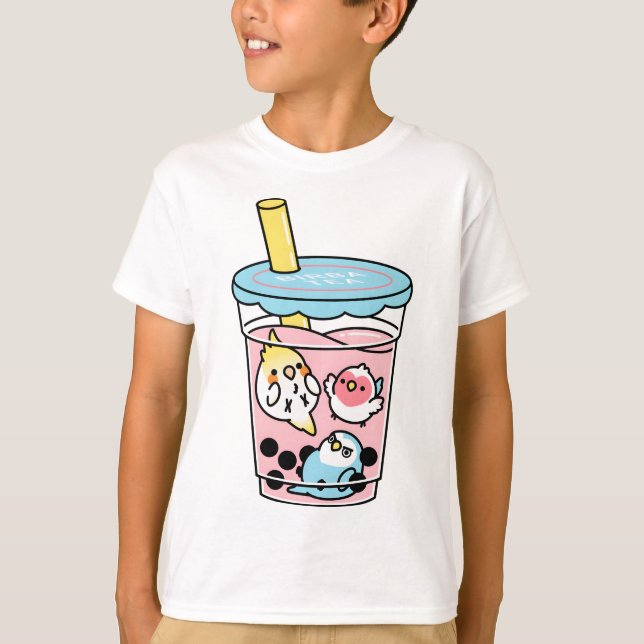 Bubble Boba Tea, Cody the Lovebird and Friends T-Shirt (Front)
