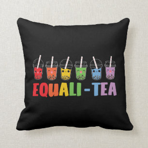 Bubble Boba Tea Equali-Tea LGBT Pride Rainbow Cushion