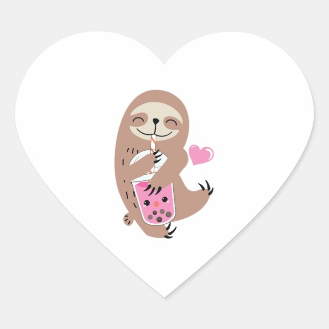 Bubble Boba Tea Heart Sticker (Front)