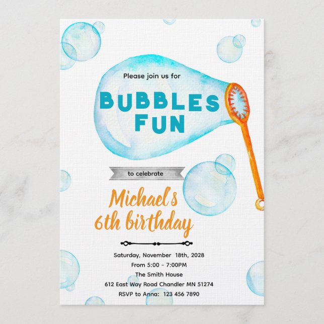 Bubble boy Birthday Invitation (Front)