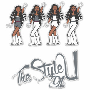 Bubble Braids Dancer Stickers Grey/White