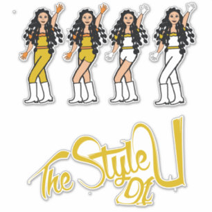 Bubble Braids Dancer Stickers Yellow/White
