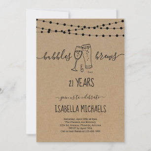 Bubble & Brews 21st Birthday Party Invitation