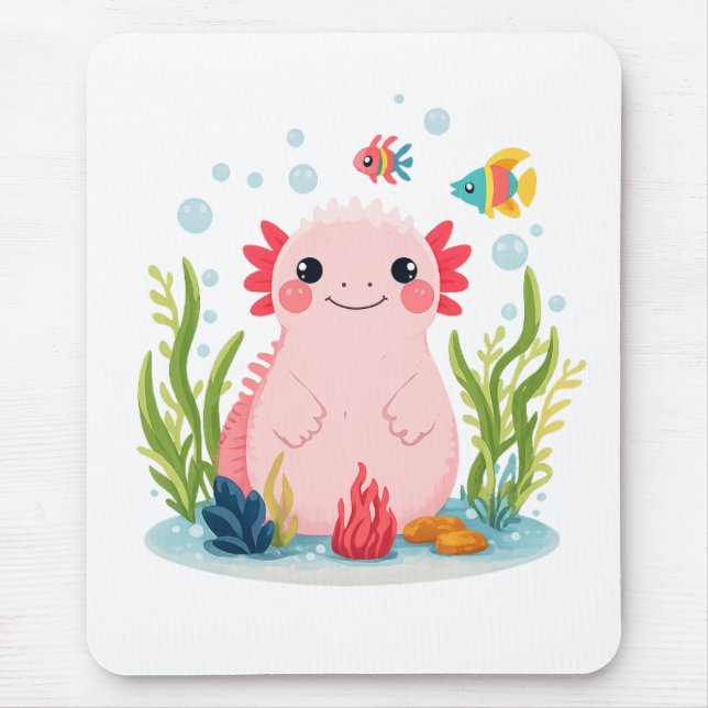 Bubble Buddy Axolotl Mouse Mat (Front)