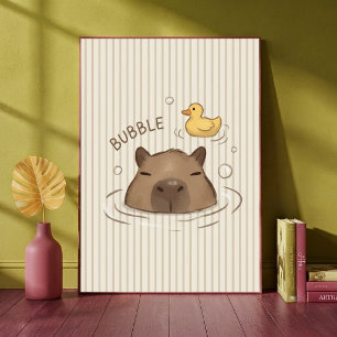 Bubble Capybara Bath Time Animal Nursery print