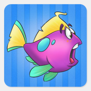 Bubble cartoon fish sticker