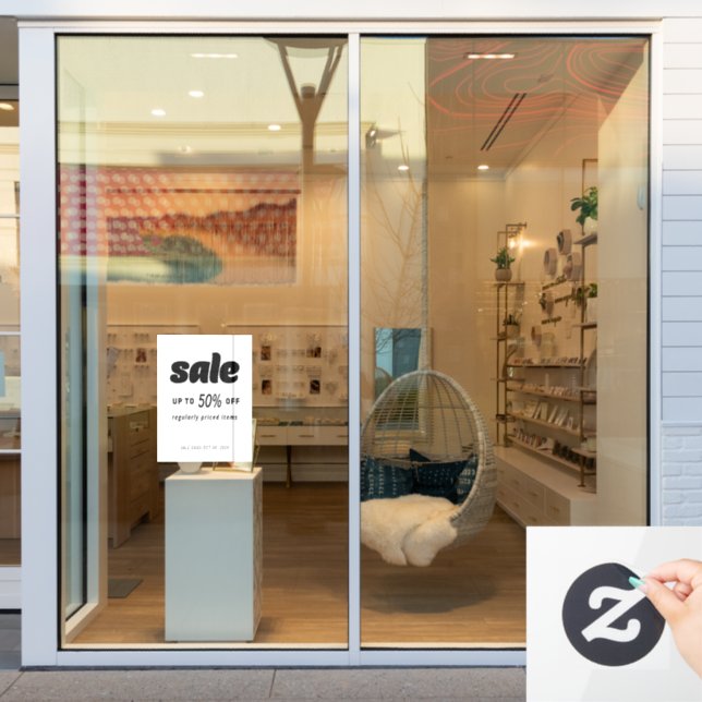 Bubble Classic Retro Retail Black White Sale Sign (Store Window)