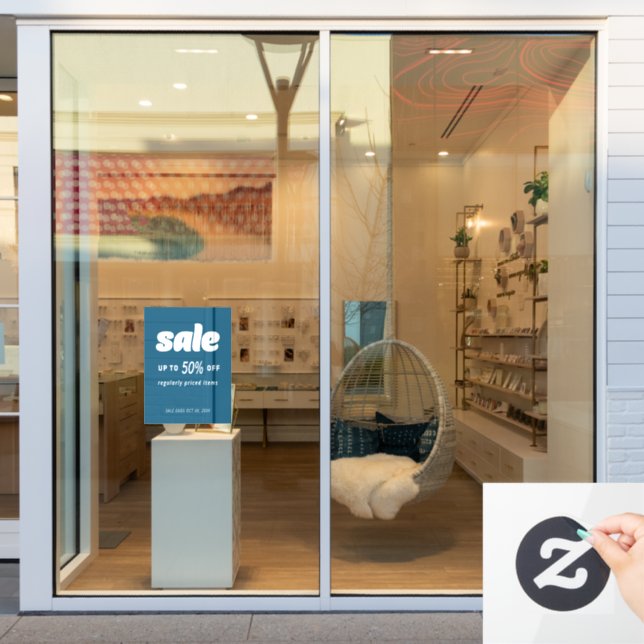 Bubble Classic Retro Retail Blue Sale Sign (Store Window)