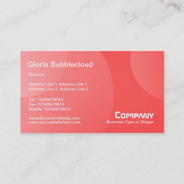 Bubble Cloud - Shades of Red II Business Card (Front)