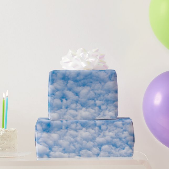 Bubble Clouds in Blue Sky Nature Photo Mammatus Wrapping Paper (Party Gifts)