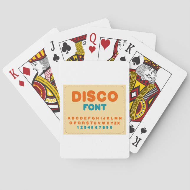 Bubble Disco Alphabet Font Bold Vintage Letters Playing Cards (Back)