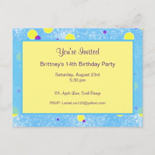 Bubble Dot Personalised Birthday Invite Postcard