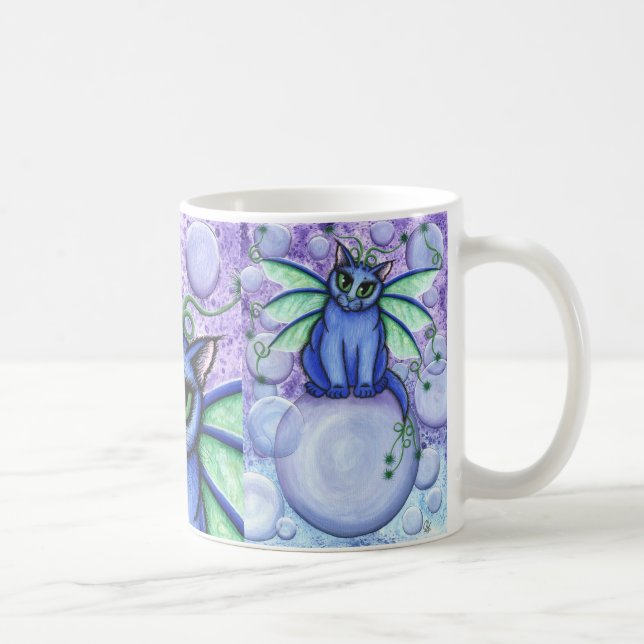 Bubble Fairy Cat Fantasy Winged Cat Art Mug (Right)