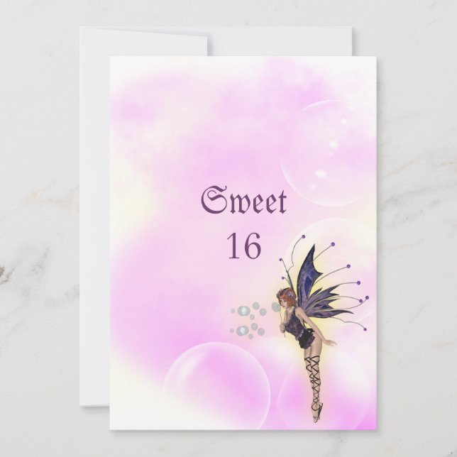 Bubble Fairy Fantasy Sweet 16 Birthday Invitation (Front)