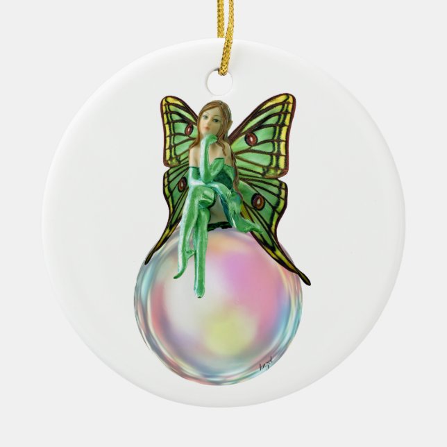 Bubble Fairy, Flower Fairy, Fairy Gifts, Fairy Ceramic Tree Decoration (Front)