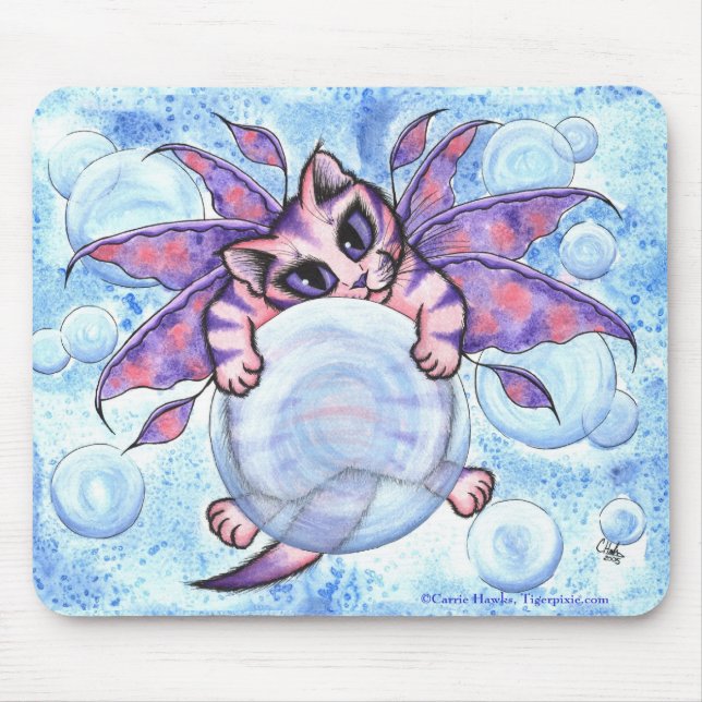 Bubble Fairy Kitten Cat Fantasy Art Mousepad (Front)