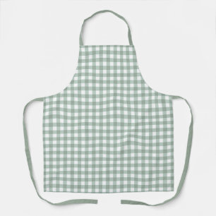 Bubble Frogs Gingham - sage laurel green plaid. Apron